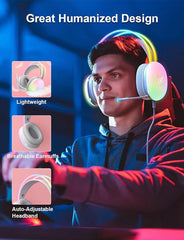 Wireless Rainbow Headphones with Mic – RGB Headphones for Gaming
