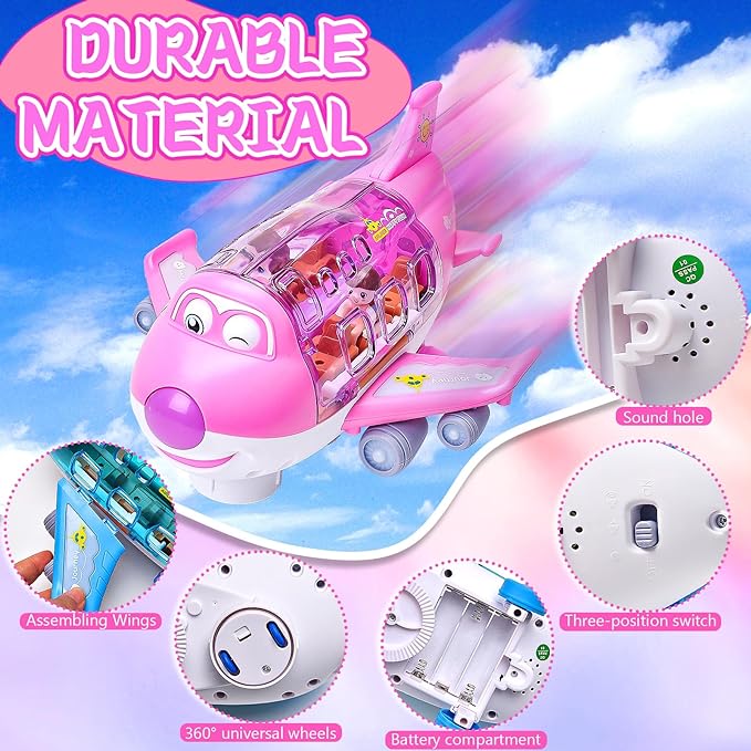 Rotating Electric Airplane Toy with Lights – Walking Action Fun