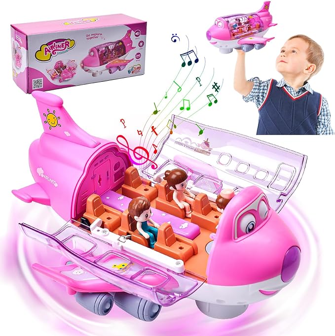 Rotating Electric Airplane Toy with Lights – Walking Action Fun