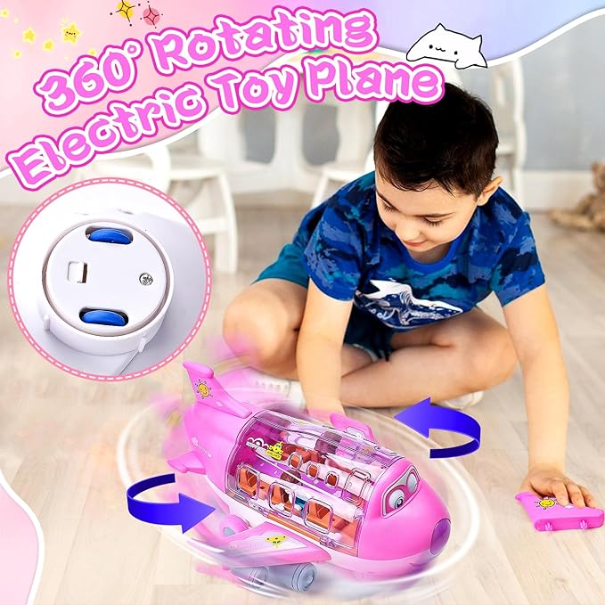 Rotating Electric Airplane Toy with Lights – Walking Action Fun