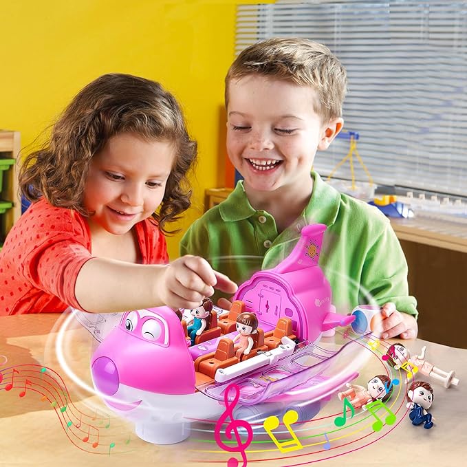 Rotating Electric Airplane Toy with Lights – Walking Action Fun
