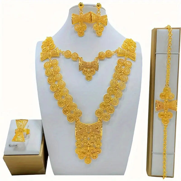 Arabian Style Bridal Jewellery Set UAE 5Pc Luxury Alloy Set