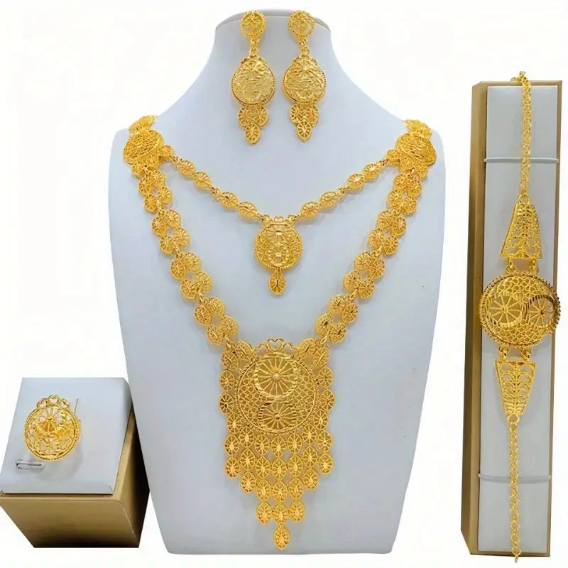 Arabian Style Bridal Jewellery Set UAE 5Pc Luxury Alloy Set