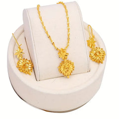 Gold Plated Leaf Jewelry Set for Wedding and Formal Wear