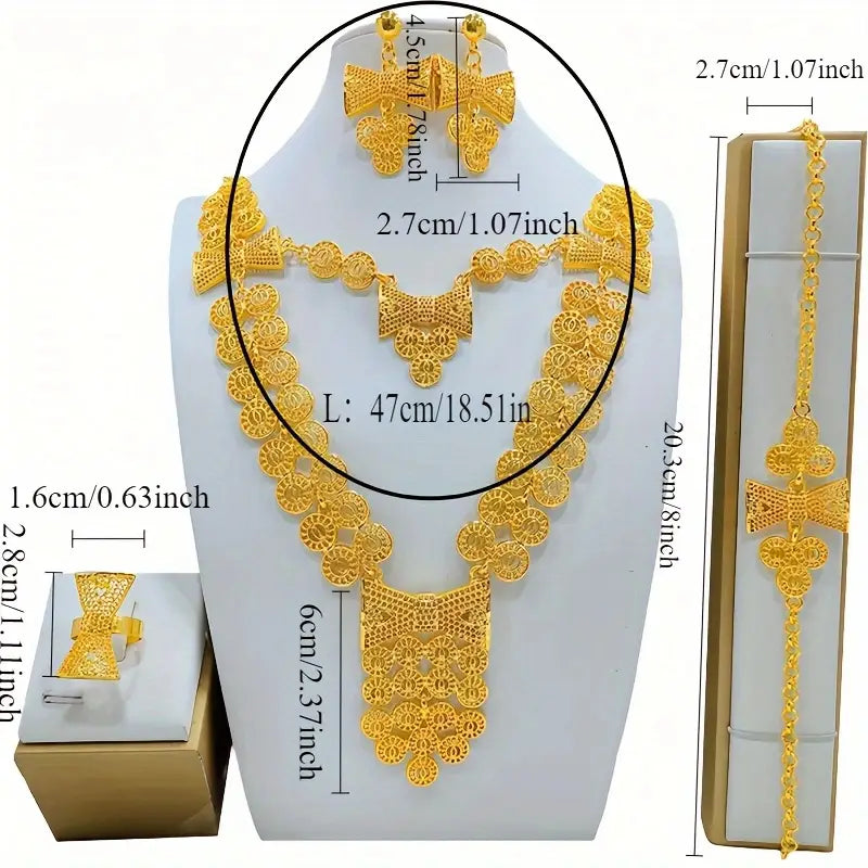 Arabian Style Bridal Jewellery Set UAE 5Pc Luxury Alloy Set