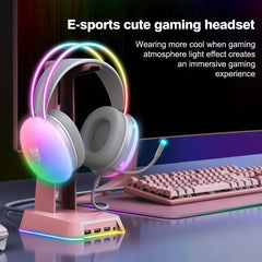 Wireless Rainbow Headphones with Mic – RGB Headphones for Gaming