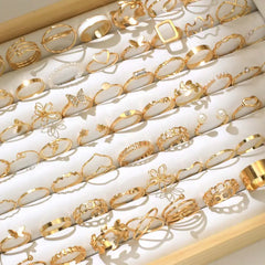 Gold-Tone Ring Set for Women | Vintage Stackable Fashion Rings