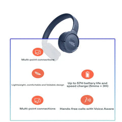 JBL Wireless Headphone T520BT – On-Ear Bluetooth & Built-In Mic