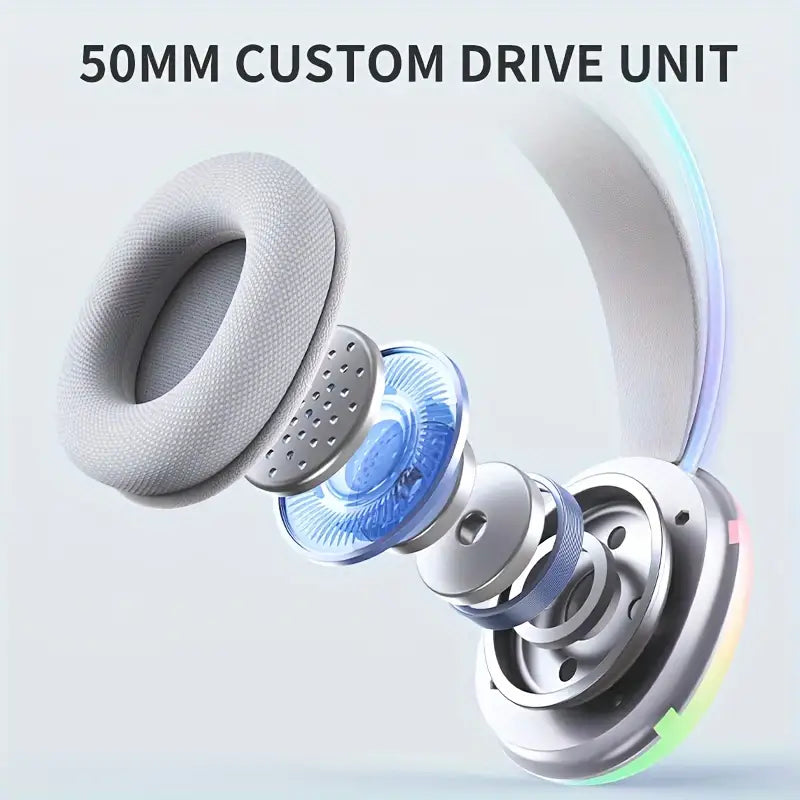 Wireless Rainbow Headphones with Mic – RGB Headphones for Gaming