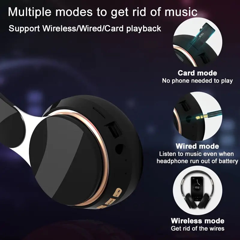 Wireless Headphones with Mic – Foldable Lightweight HiFi Stereo