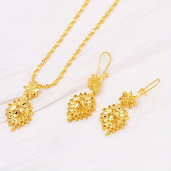 Gold Plated Leaf Jewelry Set for Wedding and Formal Wear