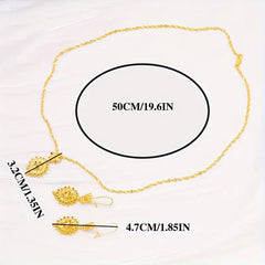 Gold Plated Leaf Jewelry Set for Wedding and Formal Wear